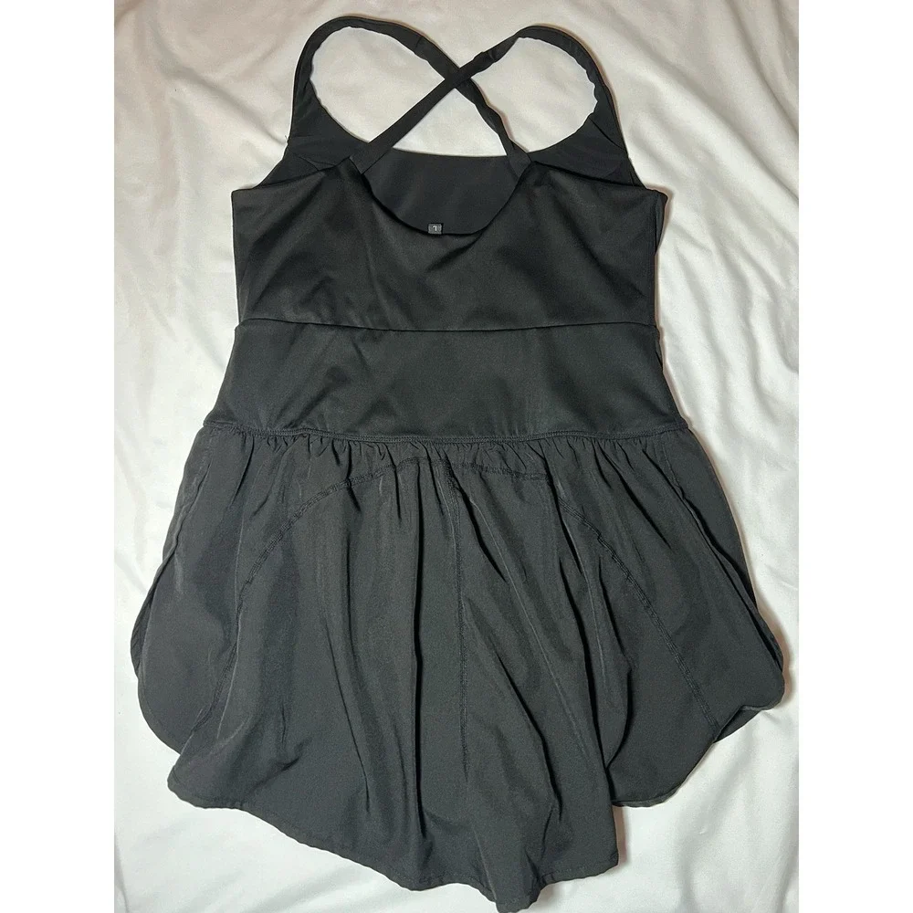 Women's Black Athletic Pickleball Tennis Dress Large Built In‎ Shorts Athletic
